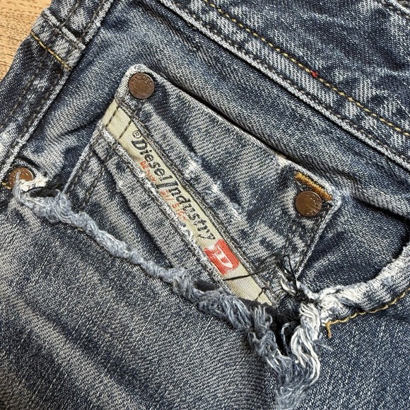 Diesel Larkee Jeans Men 31x30 Blue Straight Leg Made in Italy Thrash Wash 008Z8 - Picture 6 of 16